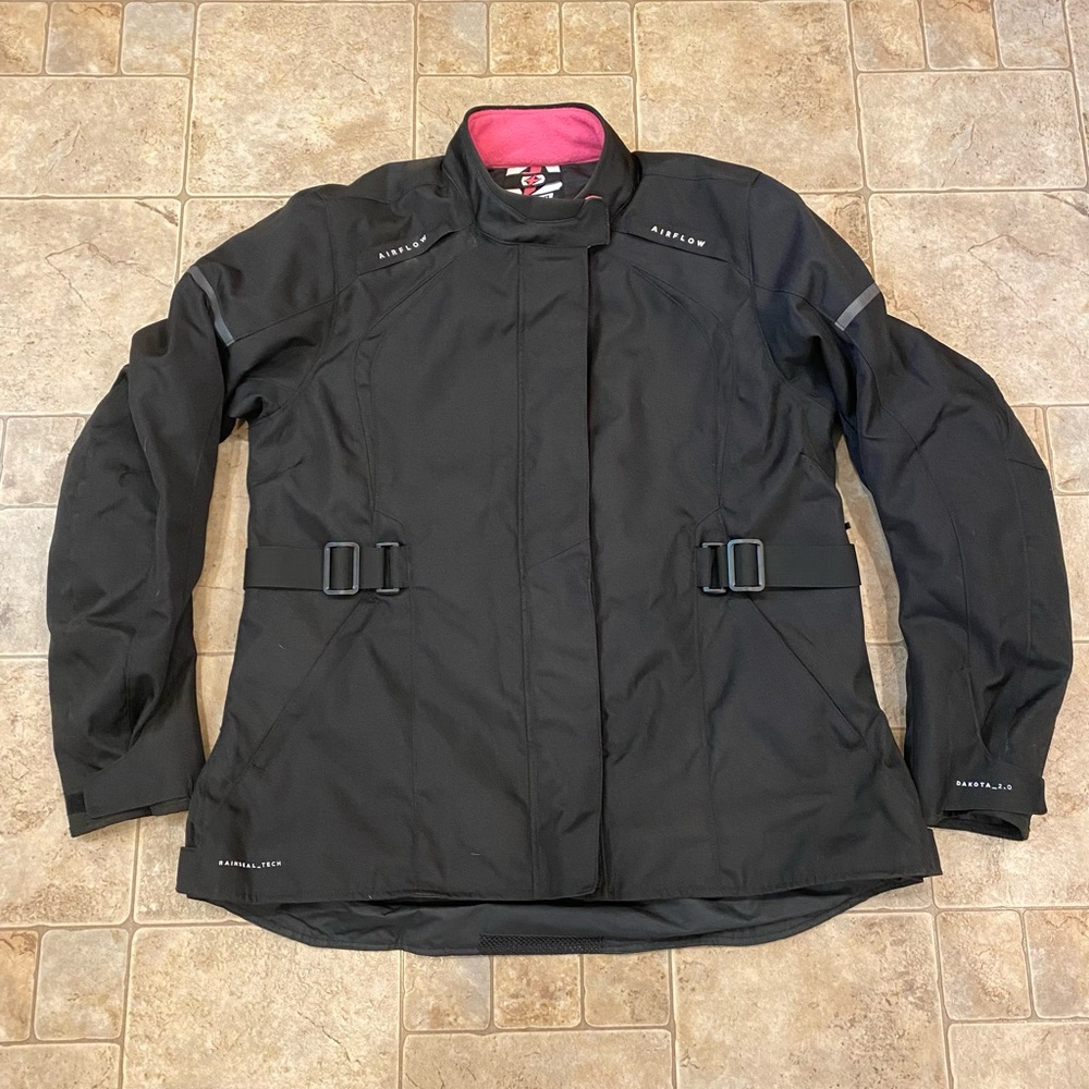 Womens Oxford Dakota 2.0 Padded Motorcycle Jacket Black Pink Sz 18 XL EUC